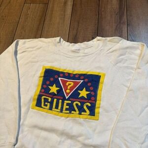 Vintage Guess Crewneck Sweatshirt‎ Men's Medium Made in USA White